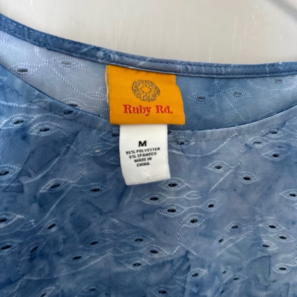 Ruby Rd. Light Blue Eyelet Blouse - image 1